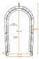 Preview: Rosenbogen GUSTAV spitz aus Metall 12 mm Vollmaterial roh Breite 140cm Höhe 245cm Tiefe 40cm, 5-teilig