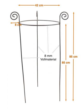 Staudenhalter BODO Rund 40 cm Metall Edelrost Höhe 95 cm, Ø 40 cm Vollmaterial  8 mm VE: 1/5