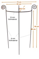 Staudenhalter HUGO halbrund Höhe 90 cm Breite 55 cm roh Tiefe 22 cm VE: 1/5 Rundeisen 8/10 Edelrost