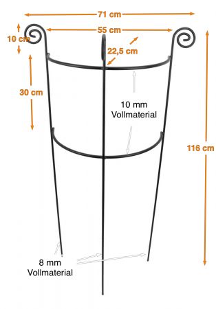 Staudenhalter HUGO halbrund 120-55 Höhe 120 cm, Breite 55 cm, Tiefe 22 cm VE: 1/10 Rundeisen Edelros