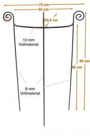 4X Staudenhalter halbrund stabil Breite 55cm Höhe 90cm Vollmaterial Rankhilfe, Pflanzstätte, Rankgitter