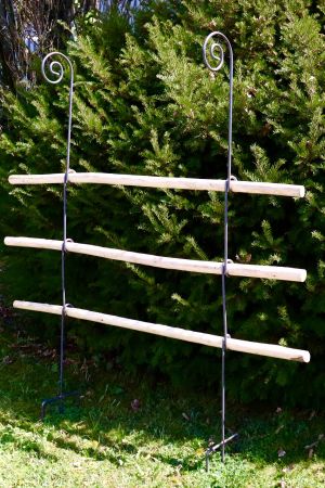 Rankgitter aus Holz/Metall stabil und freistehende 5-tlg. Holzstangen 150 cm, Knotenstab 170 cm
