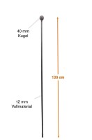 Rankstab aus Metal stabil mit Kugel freistehende Höhe 120 cm 12mm Dekoration für den Garten in Naturrost als Rankhilfen für Stauden