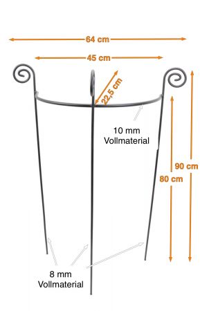 4x Staudenhalter HUGO halbrund Höhe 90cm Breite 45cm  dunkelgrün Tiefe 22 cm Material 8/10 mm   Pulververzinkt/Pulverbeschichtet