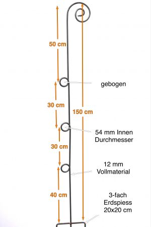 Bischofstab Knoten Höhe 170 cm, 3x Knoten feuerverzinkt 3x Knoten, 3fach Fuss/Erddorn Knoten Ø Innen 54 mm