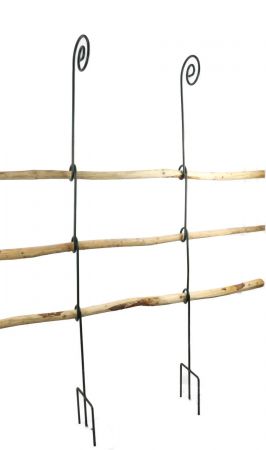 Bischofstab mit Knoten mit Holz im SET Farbe dunkelgrün matt 5-tlg. Holzstangen 150 cm, Knotenstab 170 cm pulverbeschichtet