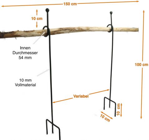 Staudenanker SET GERD mit Knoten Höhe 100 cm, Vollmaterial mit 3-fachem Einsteckfuss mit 1 x Knoten Ø Innen 54 mm