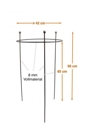 Staudenhalter BODO Kugel Rund 40 cm Metall Edelrost Höhe 95 cm, Ø 40 cm Vollmaterial  8 mm VE: 1/5