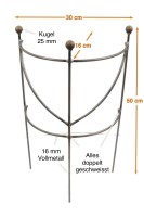 Staudenhalter halbrund H:50 B:30 T:16cm stabil verzinkt massiv Vollmaterial 6 mm, Pflanzenstütze, Rankhilfe, Rankgitter