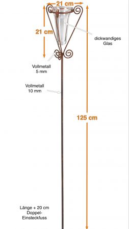 Regenmesser mit Glas  Höhe 125 cm für den Gartenliebhaber incl. Universalstab  filigran