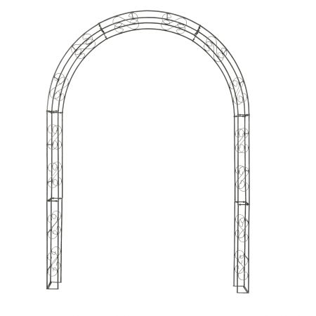 Rosenbogen GUSTAV Rund aus Metall 12 mm Vollmaterial roh Breite 200cm Höhe 280cm Tiefe 40cm, 7-teilig