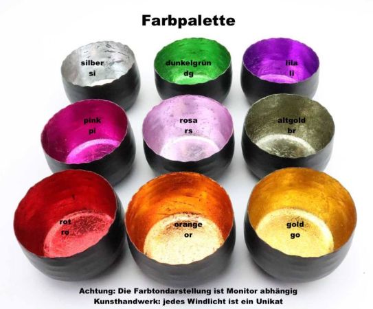 Teelichthalter aus Metall Farbe Matt schwarz, Innen mit ALTGOLD Folie ausgekleidet, standfest und sehr stabil, stimmu
