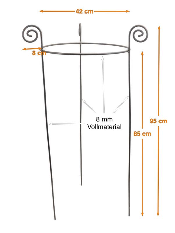 Staudenhalter BODO Rund 40 cm Metall Edelrost Höhe 95 cm, Ø 40 cm Vollmaterial  8 mm VE: 1/5