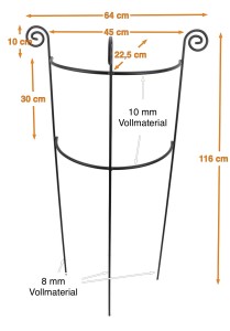 Staudenhalter HUGO halbrund stabil Höhe 116 cm, Breite 45 cm Vollmaterial Rankhilfe Pflanzstütze Rankgitter