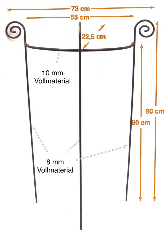 4X Staudenhalter halbrund stabil Breite 55cm Höhe 90cm Vollmaterial Rankhilfe, Pflanzstätte, Rankgitter