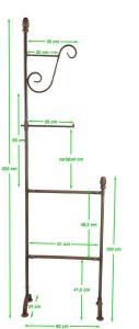 Pflanztisch Tiefe 60 cm  Höhe 200 cm PINIE 2x Böcke mit 2 Etagen und variablem Haken für 3 Etage