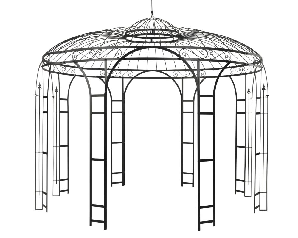Pavillon Ø 350 cm Höhe 315 cm Rund Vollmetall unbehandelt H: 315 D: 350  Rundeisen 10/8 mm Band30/5 Made in EU