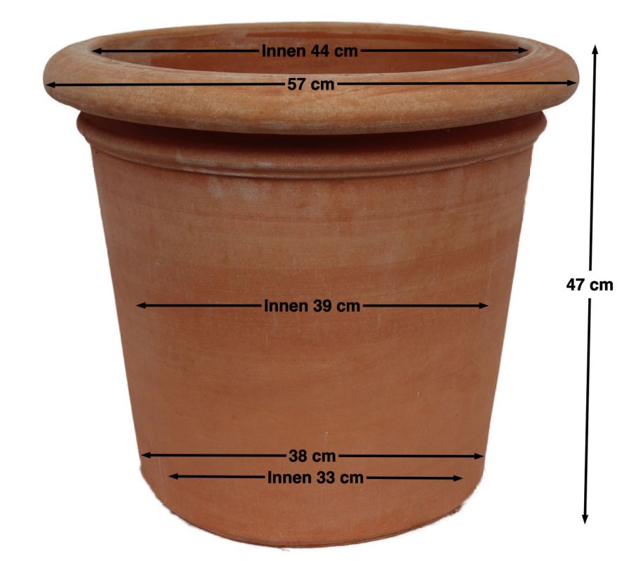 Vaso ohne Dekoration Ø 55 cm Terra di Impruneta A-Ø 55 cm, I-Ø 46 cm, Höhe 47 cm