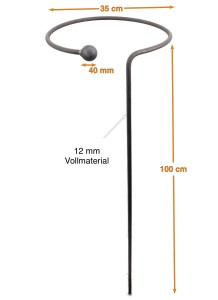 3x Staudenhalter mit offenem Ring Höhe 100 cm,Ø 35 cm freistehend Dekoration für den Garten in Naturrost als Rankhilfen für Stauden