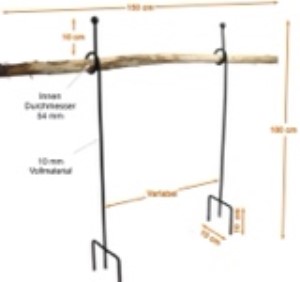 Staudenanker SET GERD mit Knoten Höhe 100 cm,  feuerverzinkt mit 3-fachem Fuss, 1 x Knoten Ø Innen 54 mm Vollmaterial 10 mm