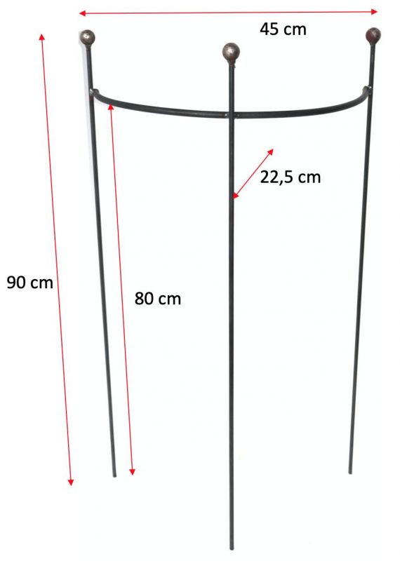 4X Staudenhalter HUGO halbrund Kugel stabil Breite 45cm Höhe 90cm Vollmaterial Rankhilfe mit Kugel Pflanzstütze Rankgitter