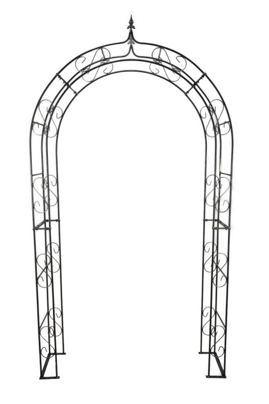 Rosenbogen GUSTAV spitz aus Metall 12 mm Vollmaterial roh Breite 140cm Höhe 245cm Tiefe 40cm, 5-teilig