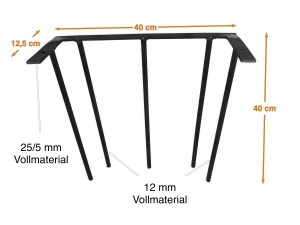 Rosenbogen DÜBEL aus Metall 12 mm Vollmaterial roh Breite 40cm Höhe 40cm Tiefe 12,5cm, 1-SET  (2 Stück)