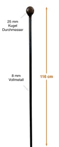 6 x Rankstab KUGEL aus Metall Höhe 116 cm Pflanzstab Staudenhalter Pflanzstütze Rankhilfe in Edelrost