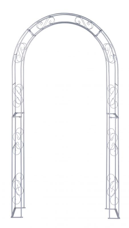 Rosenbogen GEORG Rund Feuerverzinkt 10 mm Vollmaterial Breite 140 cm Höhe 235 cm Tiefe 40 cm, 5-teilig