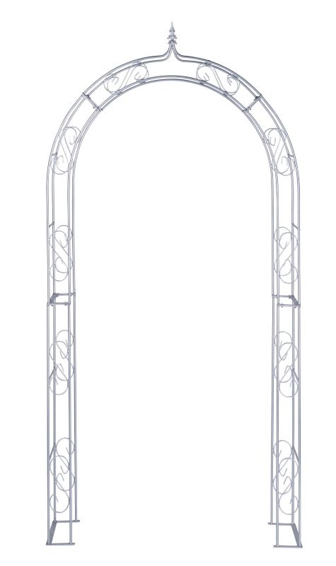 Rosenbogen GEORG Spitz Feuerverzinkt 10 mm Vollmaterial Breite 140cm Höhe 245cm Tiefe 40cm, 5-teilig + Bodenanker