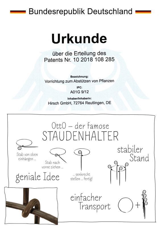 OttO-Staudenhalter Kugel Höhe 90 cm  Ø 40 cm Made in EU flexibel, stabil, erweiterbar, Form Rund, Metall Vollmaterial
