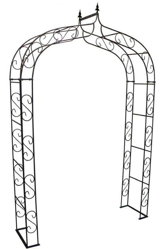 Rosenbogen SPITZ Vollmetall stabil, Vollmaterial 12 mm 4x Bodenanker  Breite 165cm Höhe 245cm Tiefe 40cm,