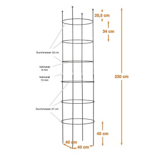 Ranksäule Obelisk H:230 D:57 2-teilig SUSANNE Rundeisen8/10 mm roh unbehandelt