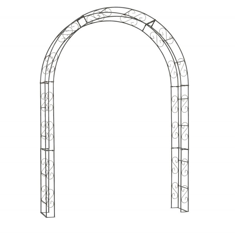 Rosenbogen GUSTAV Rund aus Metall 12 mm Vollmaterial roh Breite 200cm Höhe 280cm Tiefe 40cm, 7-teilig