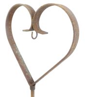 Herz auf Stab mit Haken  Höhe 142 cm Herz 21 cm H:21 B:21 Edelrost mit Gewinde inc. Stab Gesamthöhe 142 cm